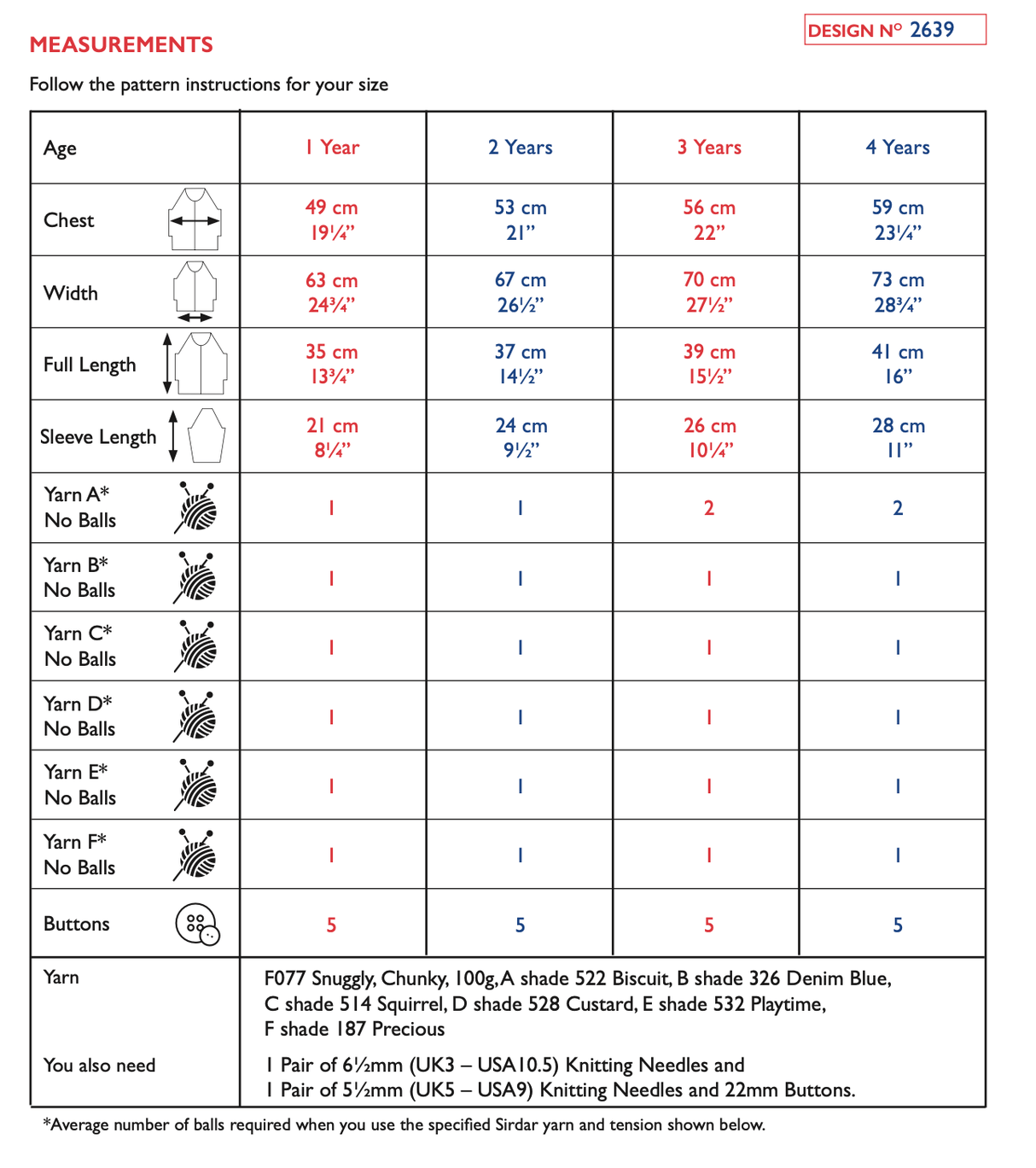 Sirdar Snuggly Chunky Scandi-Striped Cardigan Pattern 2639