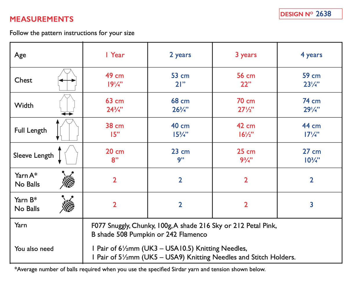 Sirdar Snuggly Chunky Takk Sweater Pattern 2638