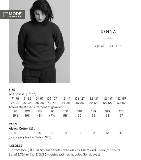 Rowan Mode Alpaca Cotton Senna Sweater Pattern by Quail Studio MIP80