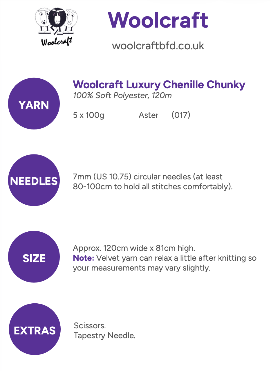 Woolcraft Luxury Chenille Chunky Bed Runner Pattern WC3008