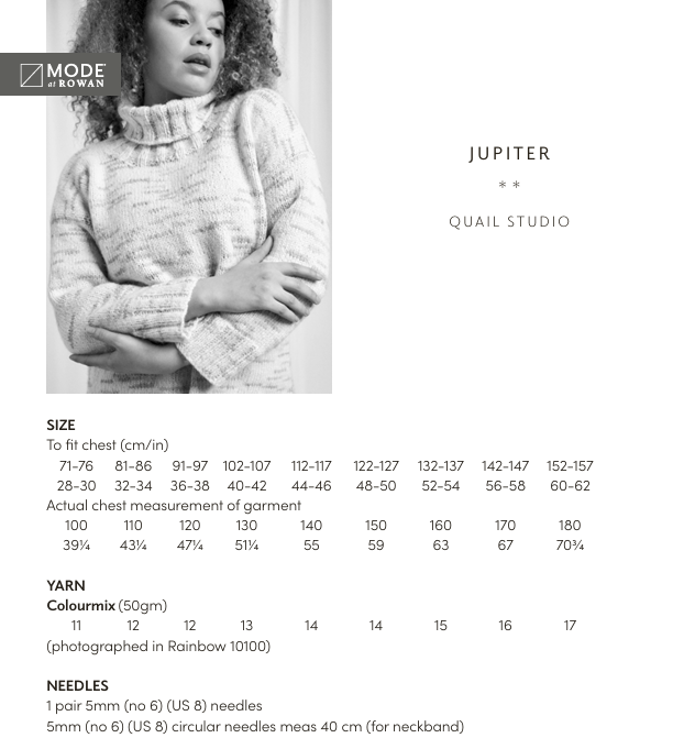 Rowan Mode Colourmix Jupiter Sweater Pattern by Quail Studio MIP85