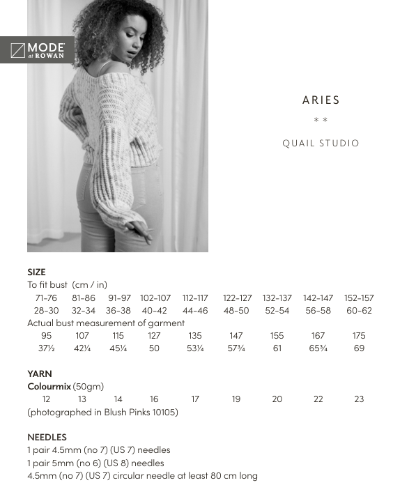 Rowan Mode Colourmix Cardigan Aries Pattern by Quail Studio MIP88