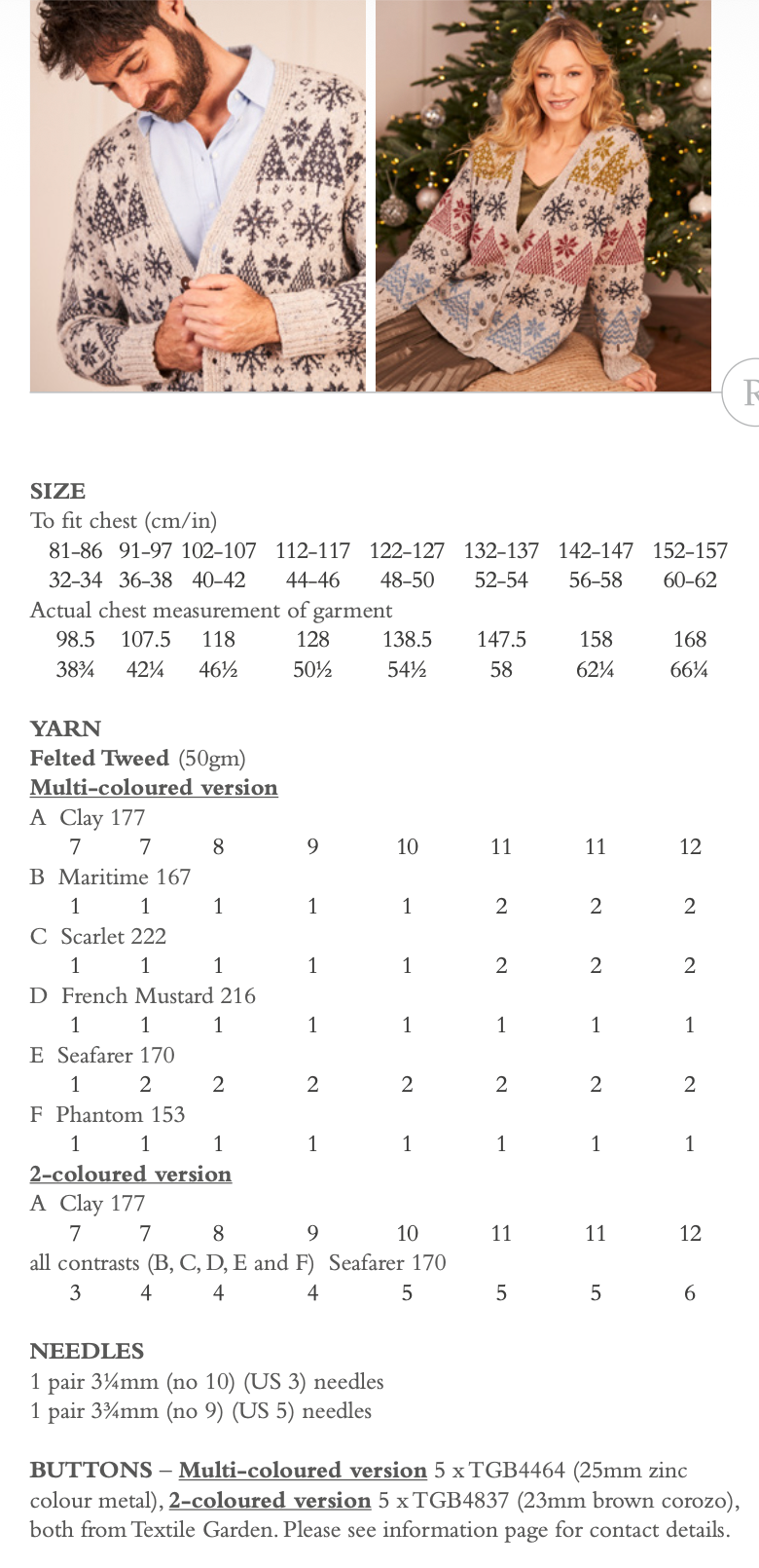 Rowan Felted Tweed DK Pine Forest Unisex Cardigan by Martin Storey