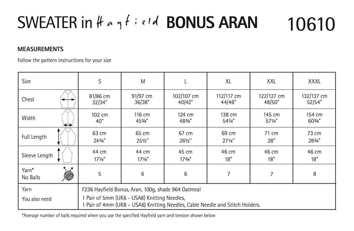 Hayfield Bonus Aran Eyelet Lace Sweater Pattern 10610