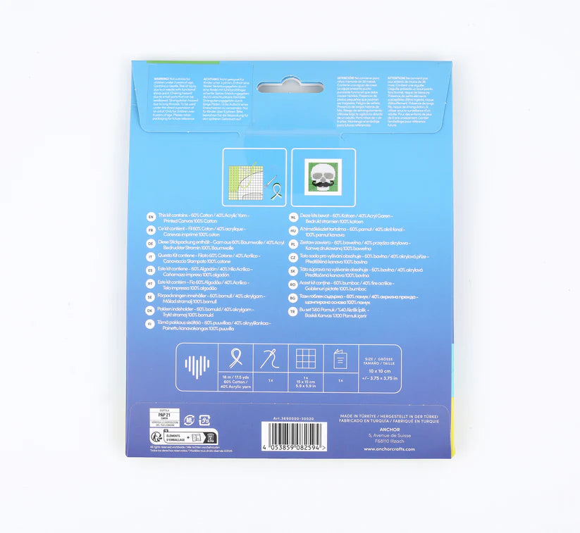 Anchor Mini My First Long Stitch Kit - Skull with Moustache