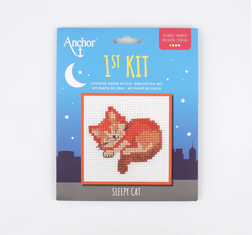 Anchor Mini My First Counted Cross Stitch Kit - Sleeping Cat