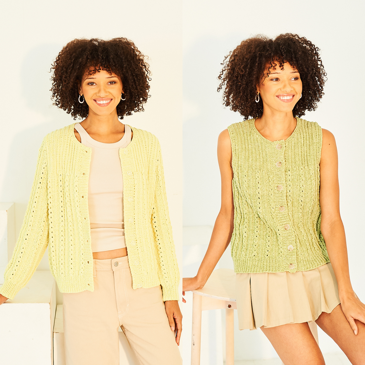 Stylecraft Soft Pastels Aran Cardigan & Waistcoat Pattern 10155