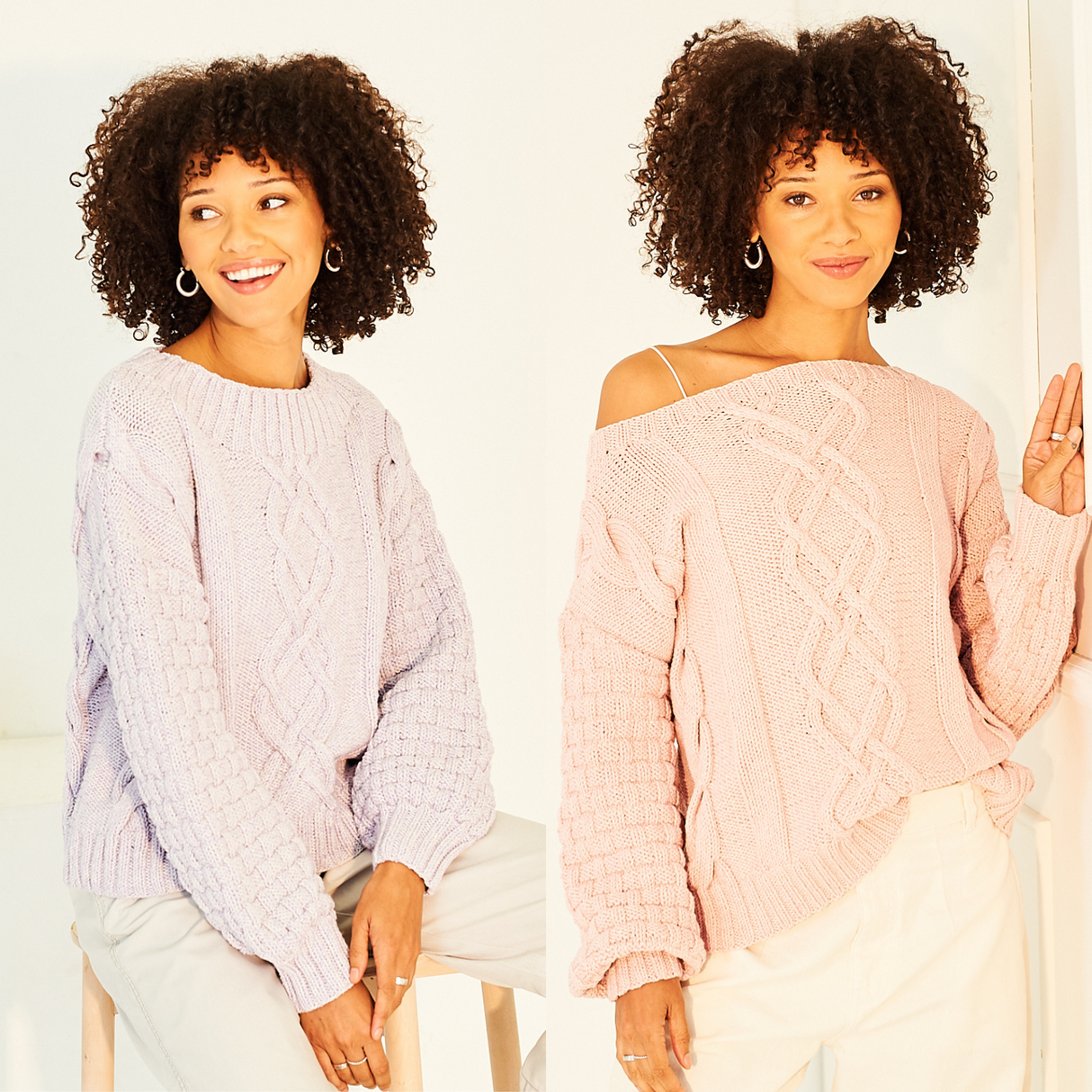 Stylecraft Soft Pastels Aran Sweater Pattern 10158