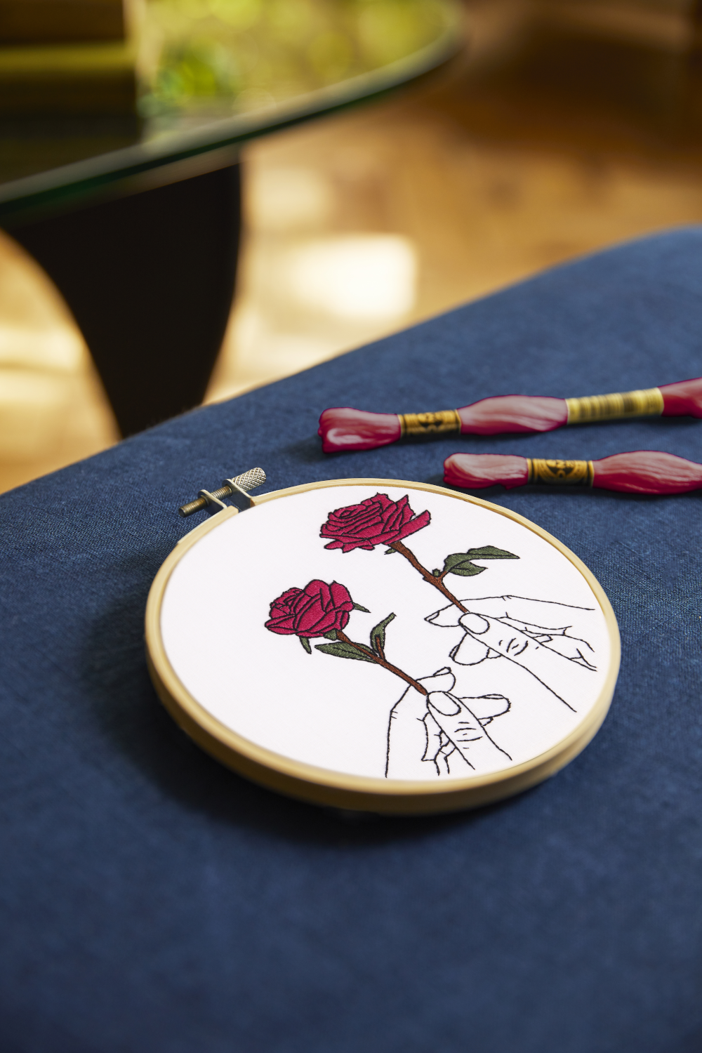 DMC Embroidery Kit Rose in Hands by Jenni Davis