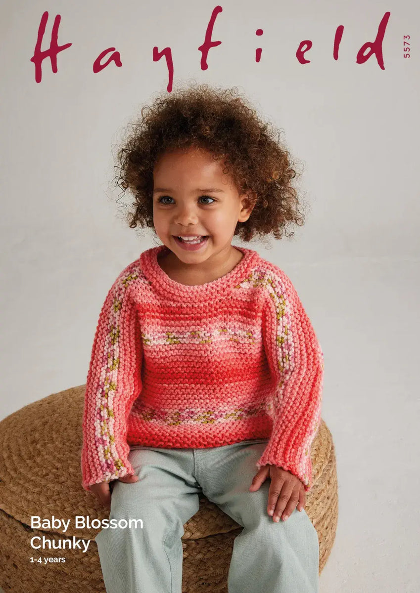 Hayfield Baby Blossom Chunky Sweater Pattern 5573 – Littlewoolshop.com