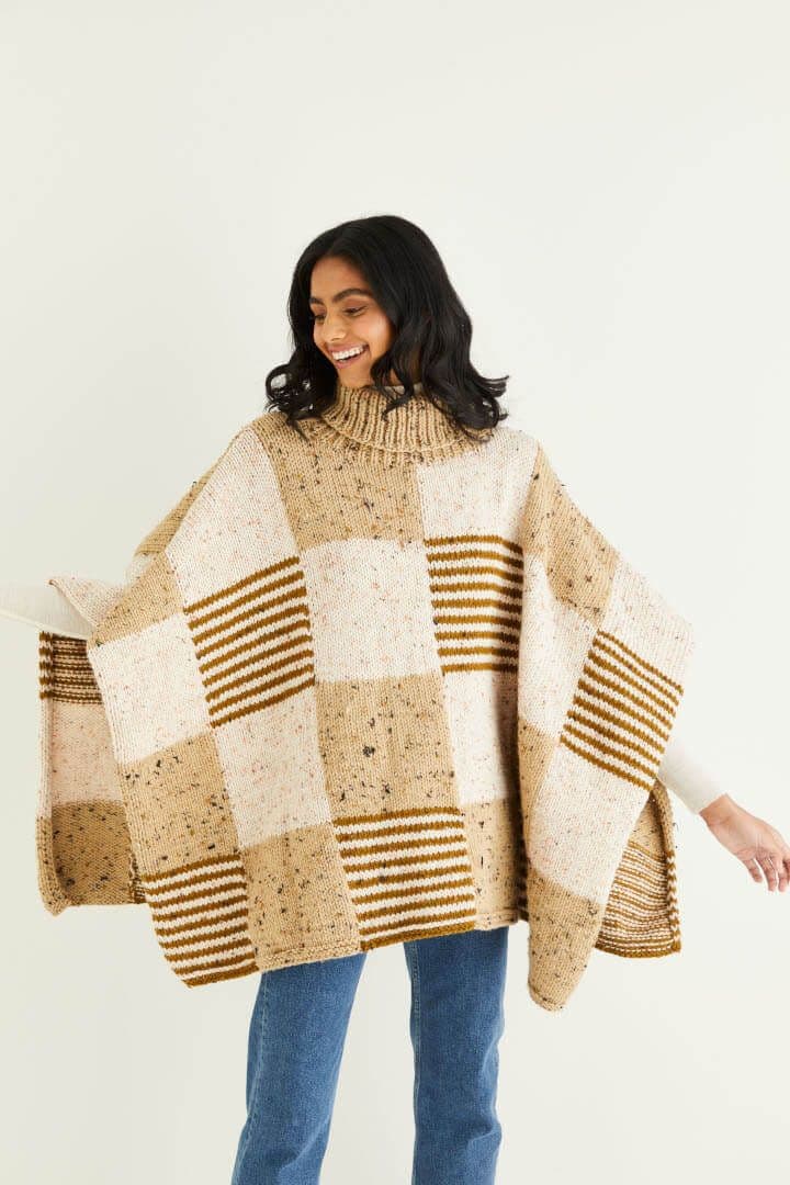 Hayfield Bonus Chunky Tweed Poncho Pattern 10344