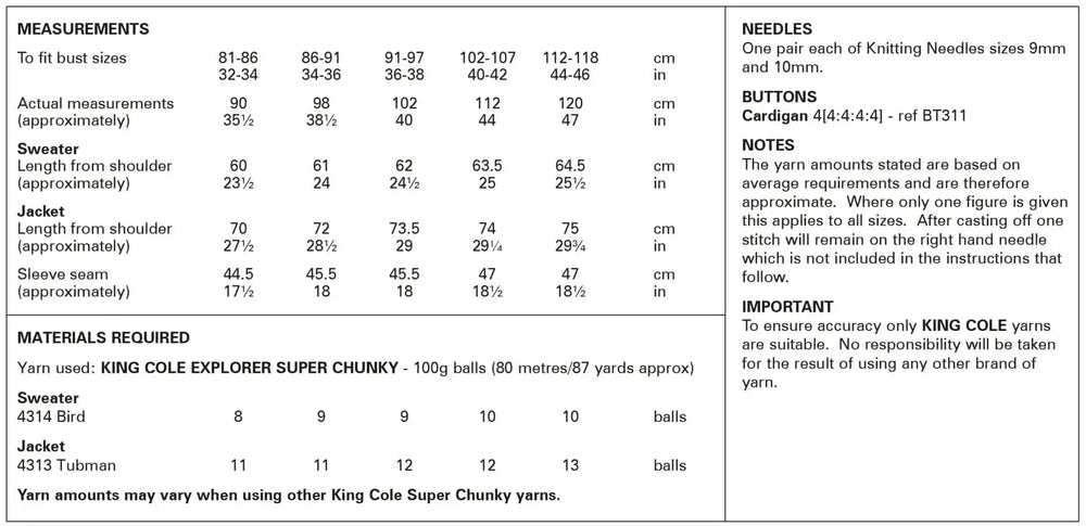 King Cole Explorer Super Chunky Sweater and Jacket Pattern 6194