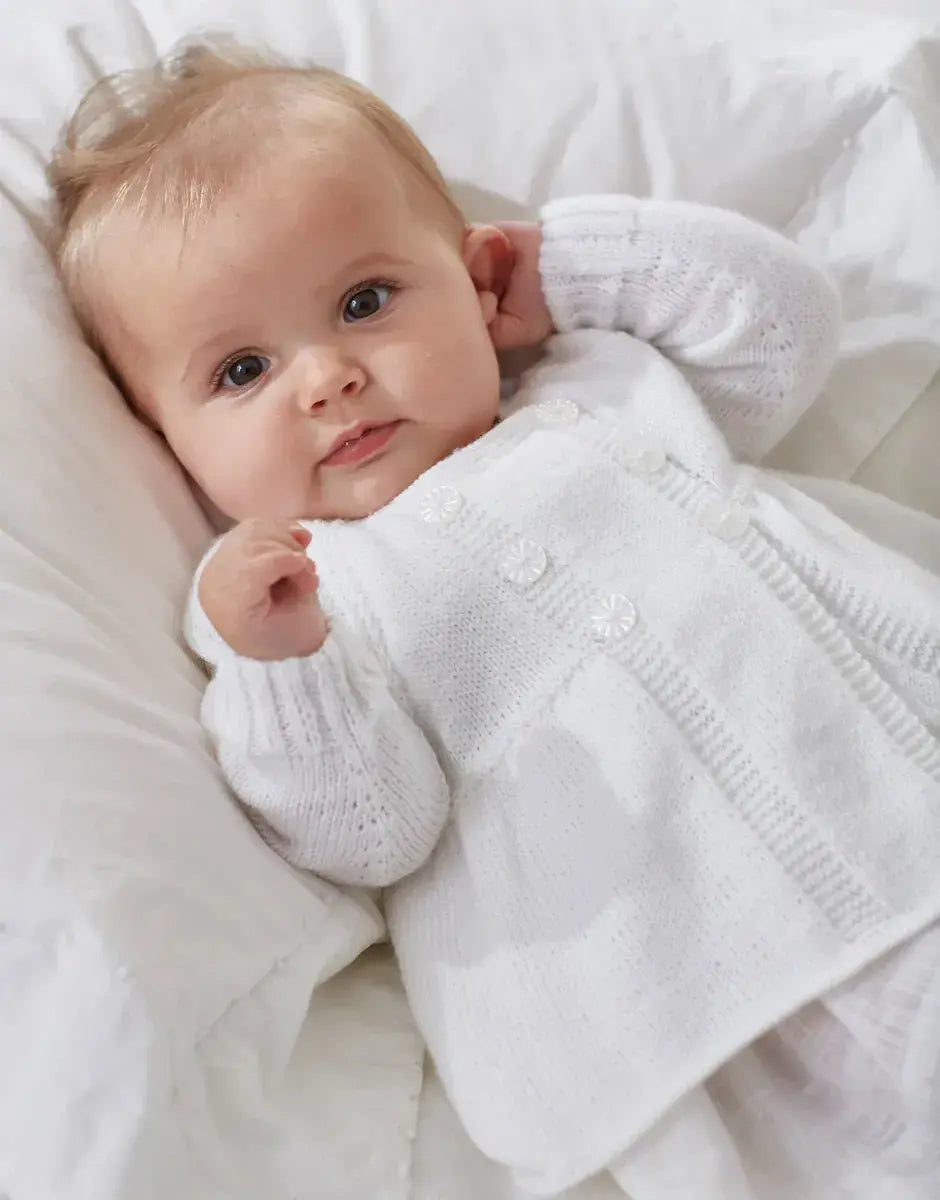 Sirdar Snuggly 2/3/4 Ply Knitting Cardigan, Mitts, Booties, Baby Whites Book 528