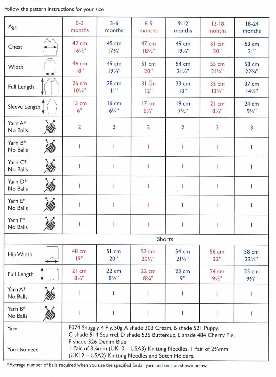 Sirdar Snuggly 4 Ply Shorts Suit Pattern 5509