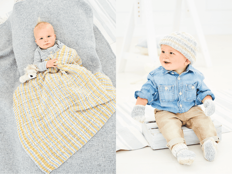 Stylecraft Bambino Prints DK Blanket, Hat & Mitts Pattern 9748