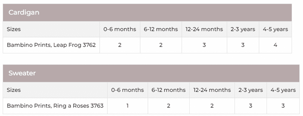 Stylecraft Bambino Prints DK Sweater & Cardigan Pattern 9842