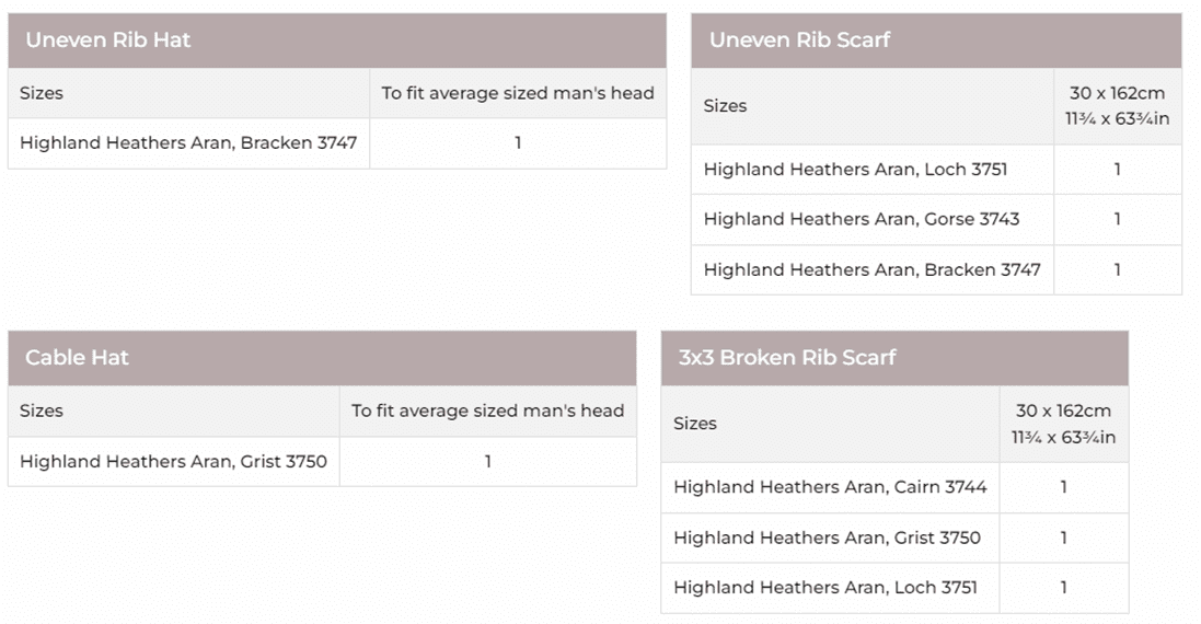 Stylecraft Highland Heathers Aran Scarf & Hat Pattern 9878