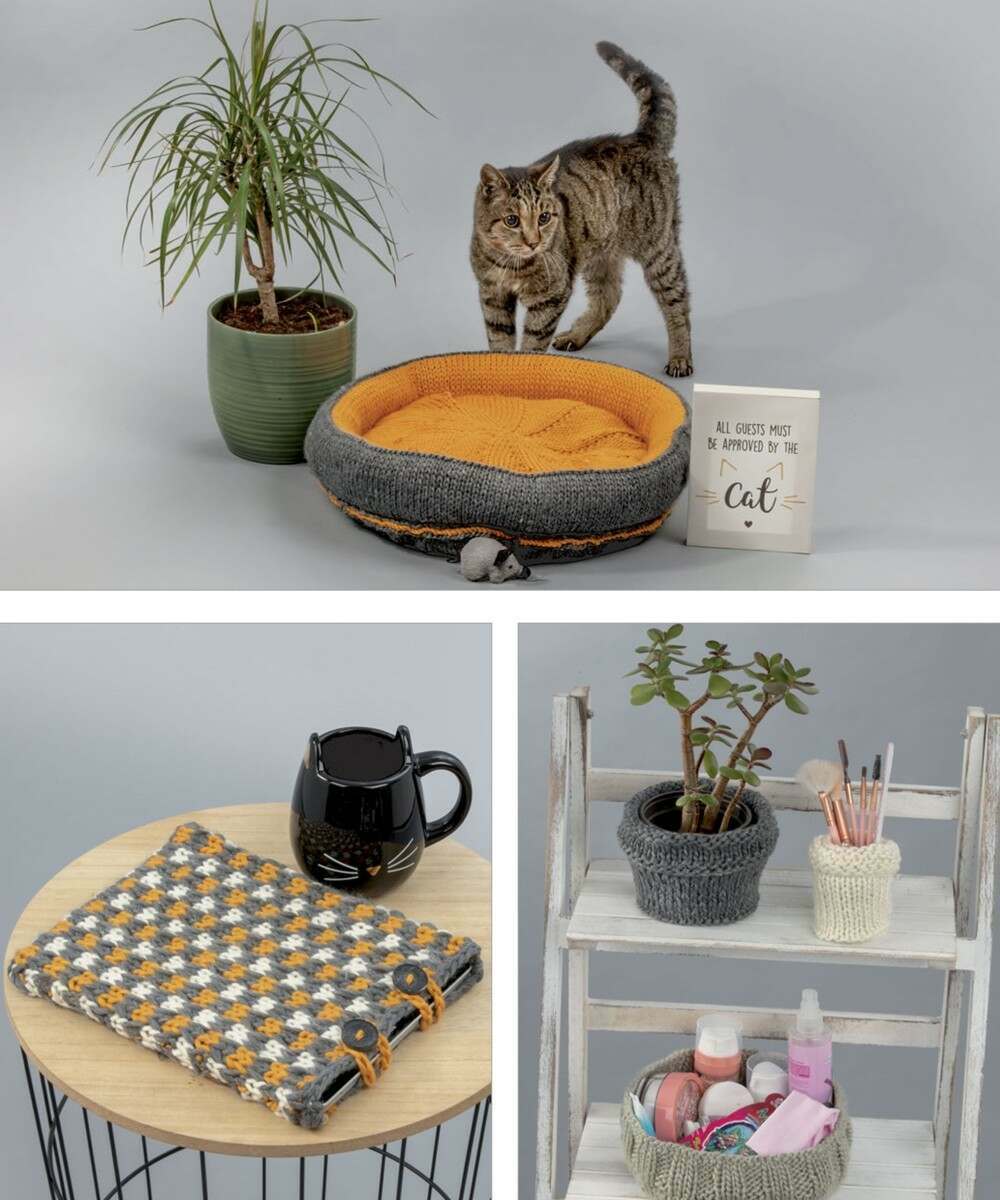 Wendy Wools Knit's Recycled Cat Bed, Pots & Tablet Cover Pattern 7010