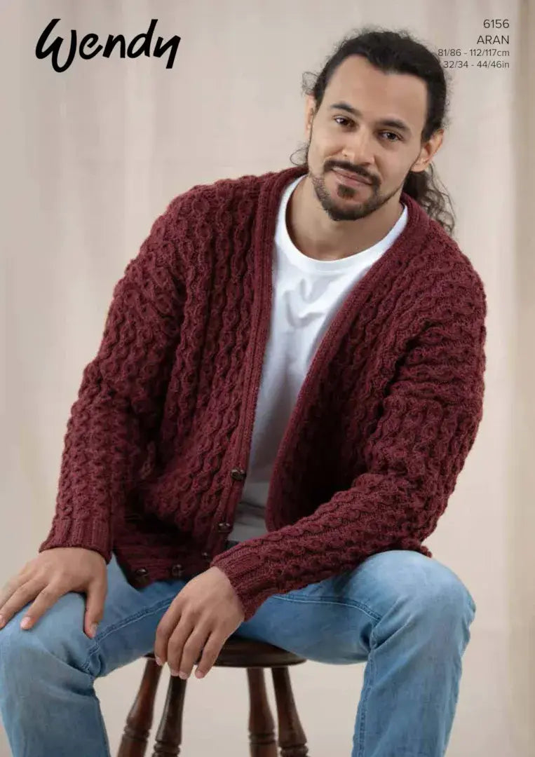Wendy with Wool Aran Cardigan Pattern 6156