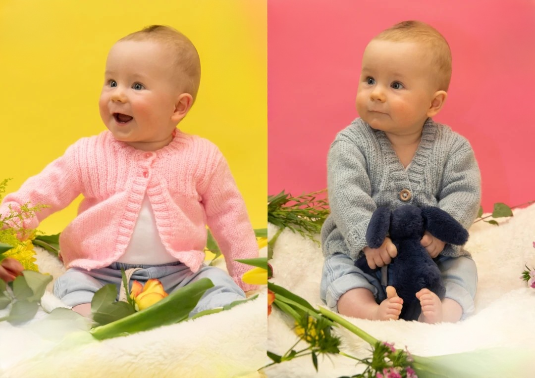 King Cole Baby DK Rib Yoke Cardigans Pattern 1008