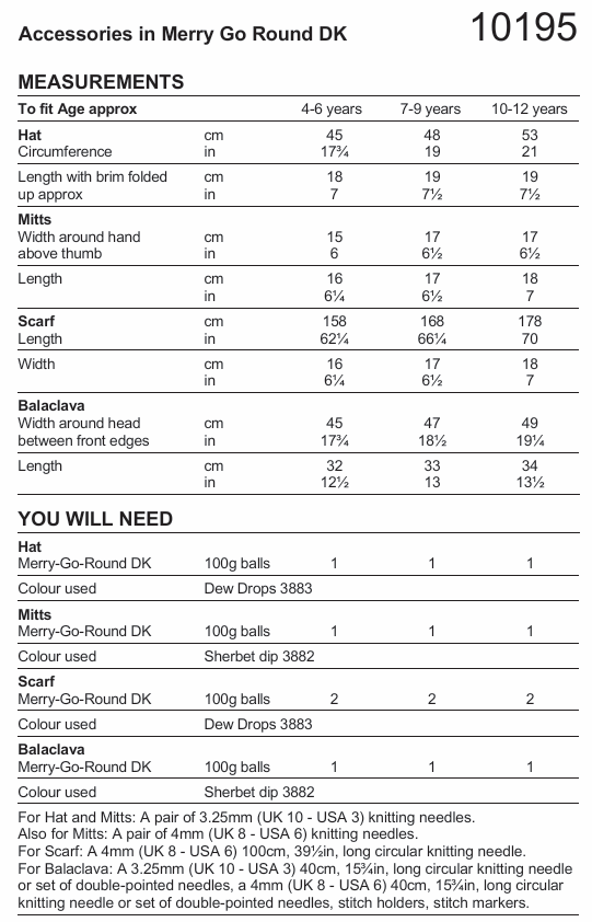 Stylecraft Wondersoft Merry Go Round DK Accessories Pattern 10195