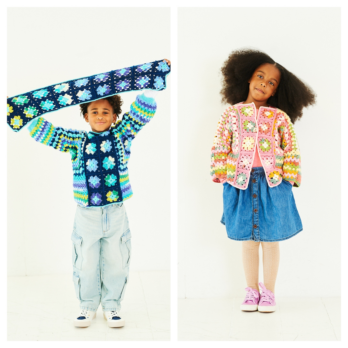 Stylecraft Wondersoft Merry Go Round DK Crocheted Sweater, Cardigan & Scarf Pattern 10198