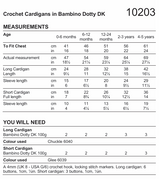 Stylecraft Bambino Dotty DK Crochet Cardigans Pattern 10203