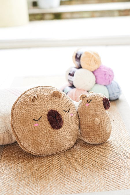 Stylecraft Chenille Chunky Capybara Plushie and Cushion Crochet Pattern 10242