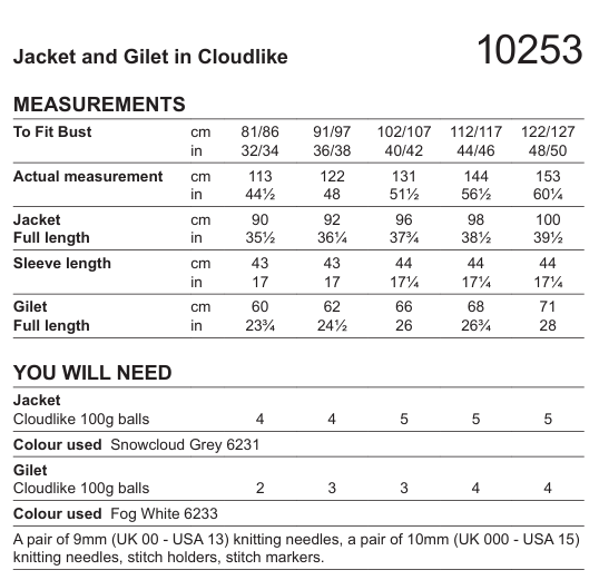 Stylecraft Cloudlike Super Chunky Jacket and Gilet Pattern 10253