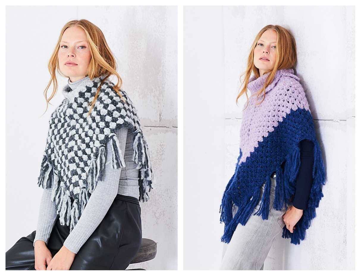 Stylecraft Cloudlike Super Chunky Crochet Ponchos Pattern 10256