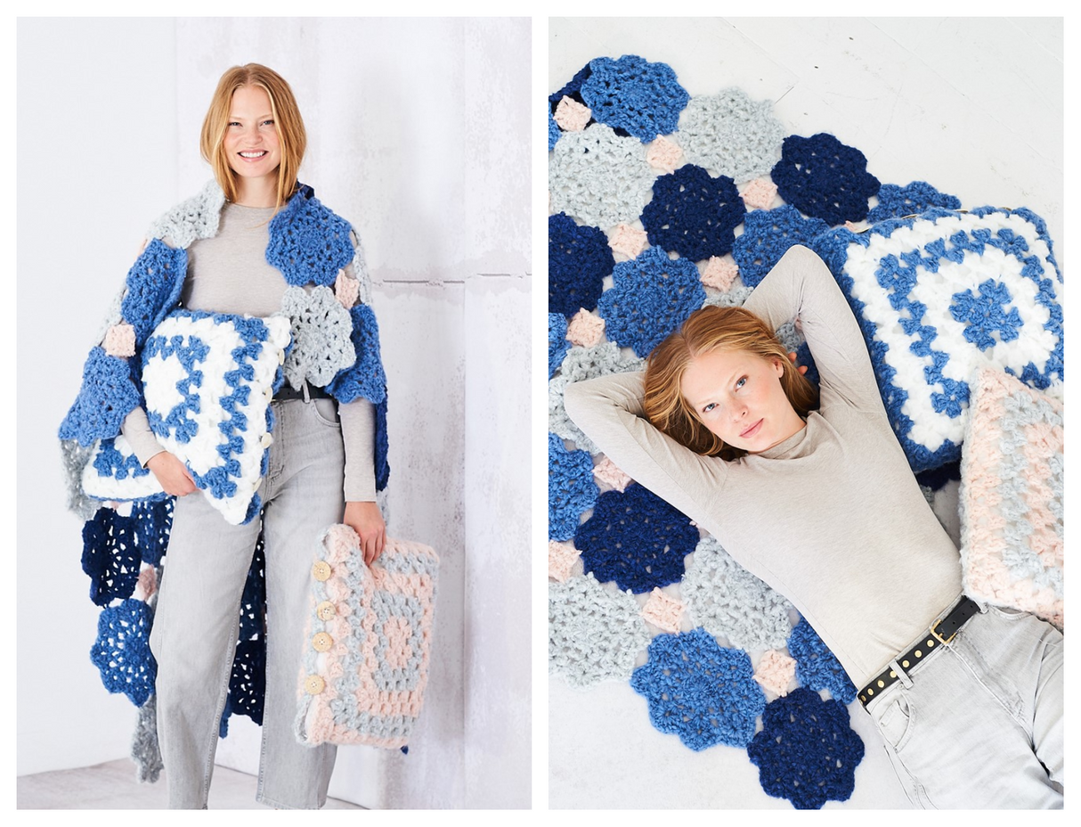 Stylecraft Cloudlike Super Chunky Crochet Blanket and Cushion Pattern 10257
