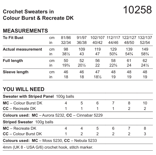 Stylecraft ReCreate/Colour Burst DK Crochet Sweater Pattern 10258