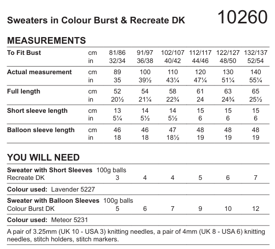 Stylecraft ReCreate/Colour Burst DK Sweater Pattern 10260