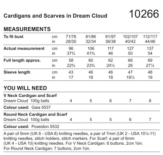 Stylecraft Dream Cloud Chunky Cardigans & Scarves Pattern 10266