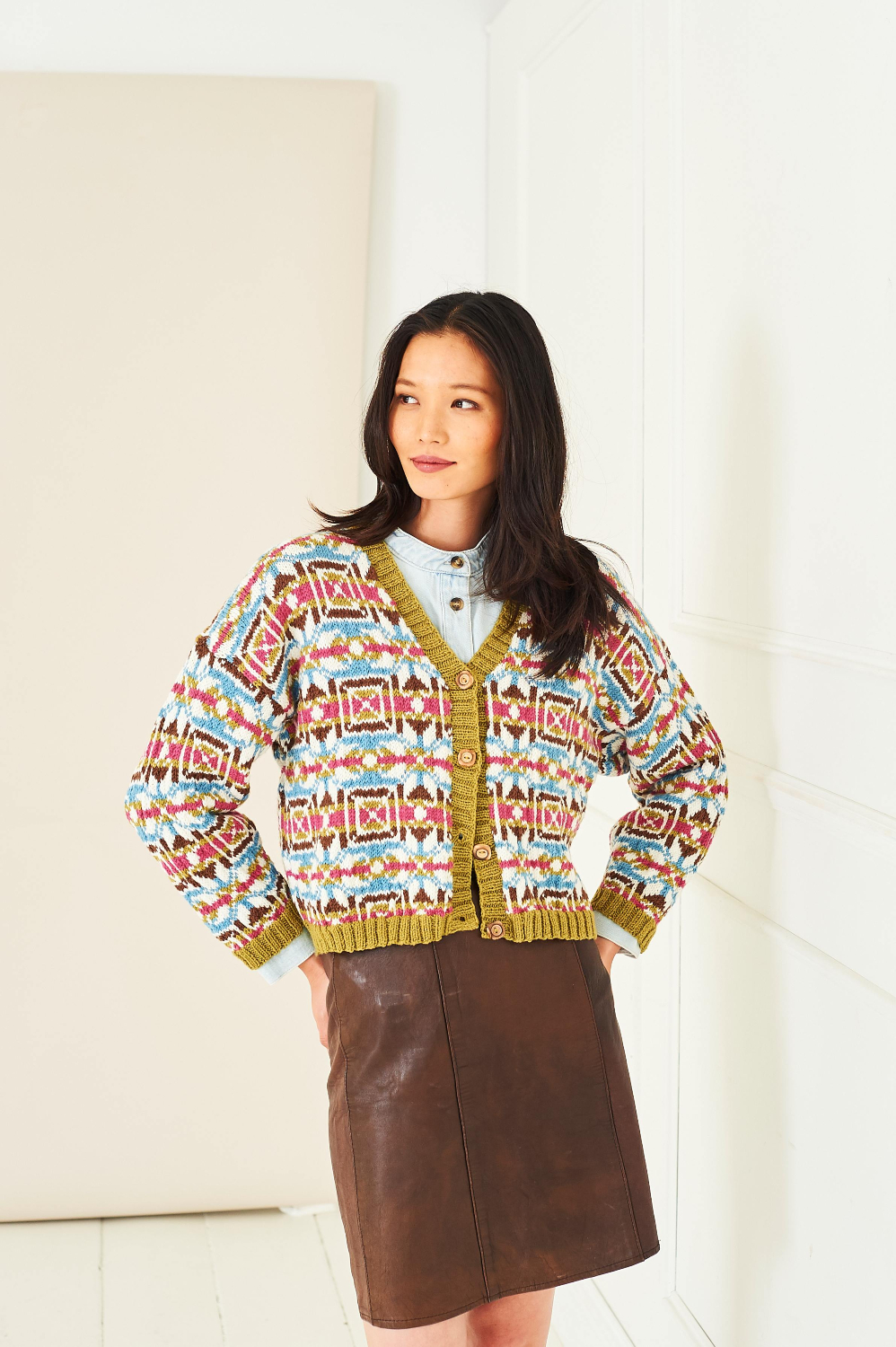 Stylecraft Naturals Pure Wool Long and Short Colourwork Cardigans Pattern 10283