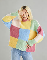 Hayfield Bonus Chunky Patchwork Funnel Neck Sweater Pattern 10601