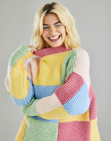 Hayfield Bonus Chunky Patchwork Funnel Neck Sweater Pattern 10601