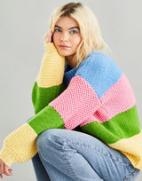 Hayfield Bonus Chunky Striped Balloon Sleeve Sweater Pattern 10602