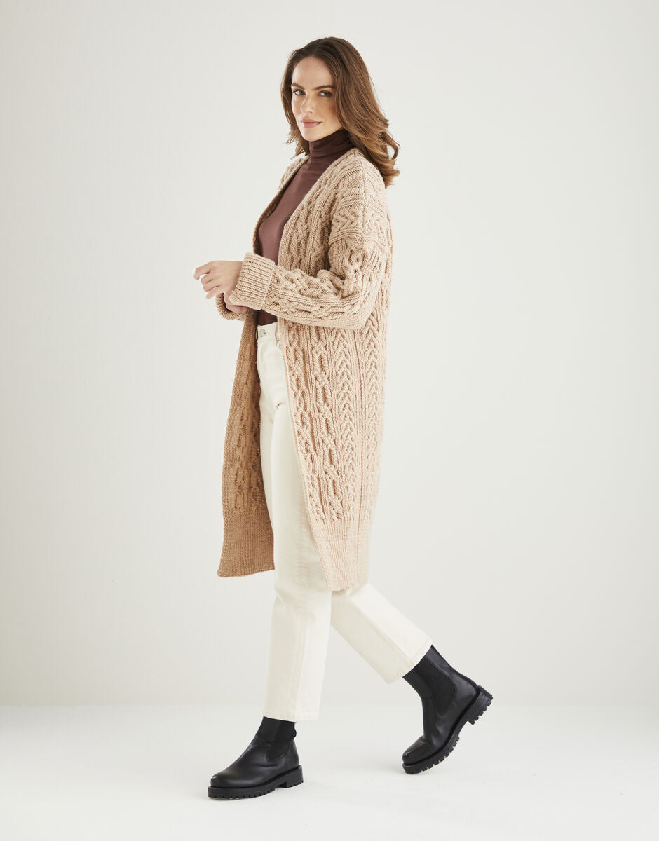 Hayfield Bonus Aran Longline Edge to Edge Cardigan Pattern 10606