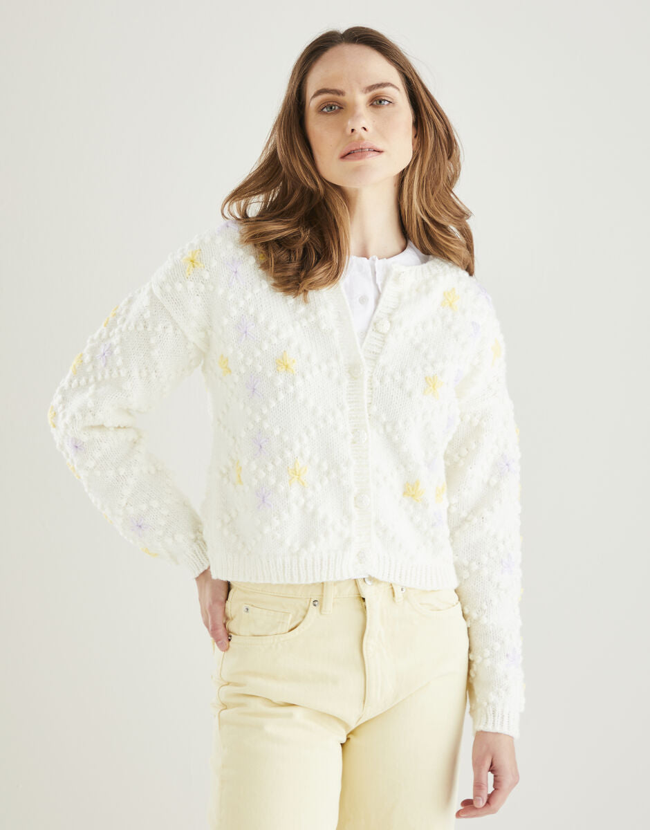 Hayfield Bonus Aran Diamond Trellis Cardigan Pattern 10609
