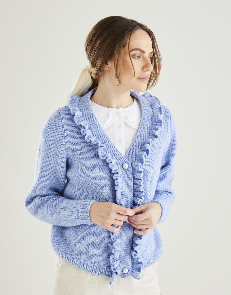 Hayfield Bonus Aran Cropped Ruffle Cardigan Pattern 10611