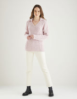 Hayfield Bonus Aran V-Neck Collared Sweater Pattern 10612