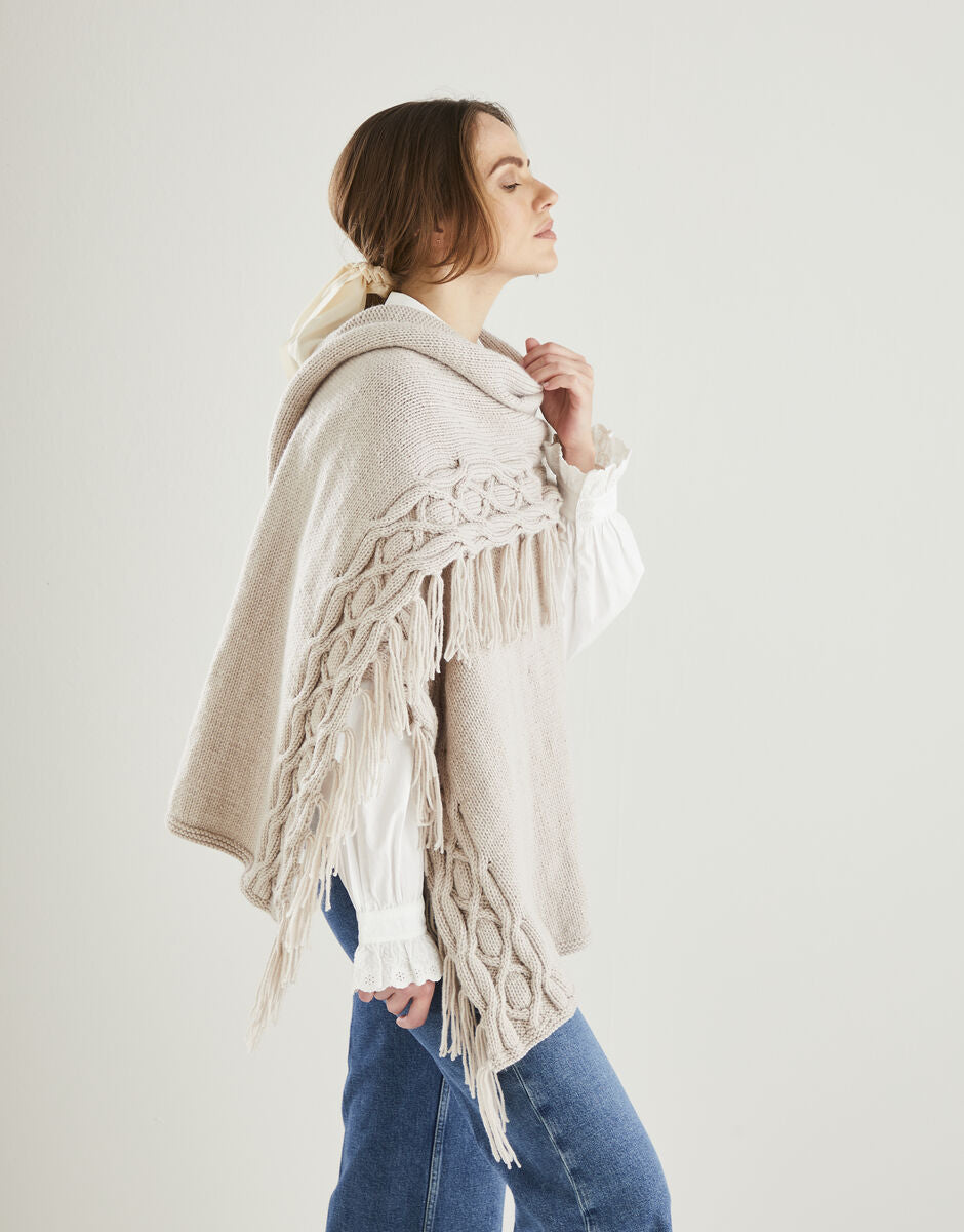 Hayfield Bonus Aran Tasselled Shawl Pattern 10613