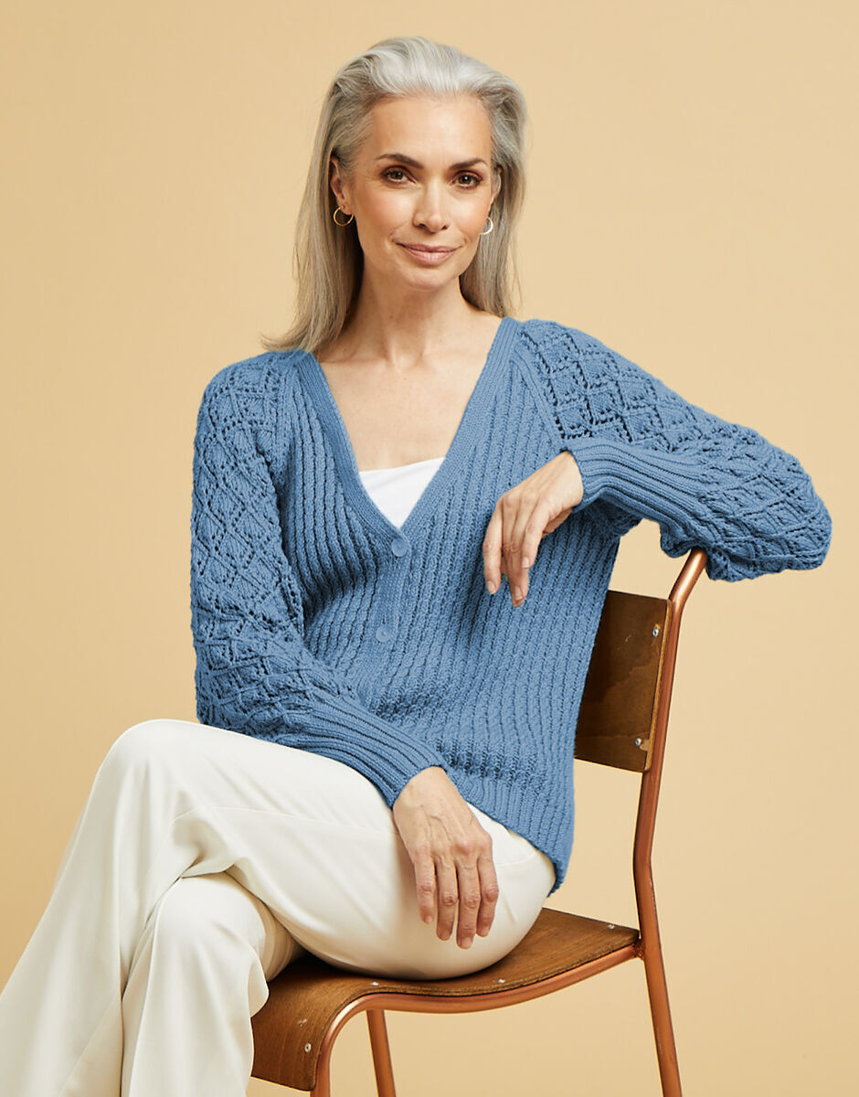 Sirdar No.1 DK Lace Balloon Sleeve Cardi Pattern 10664