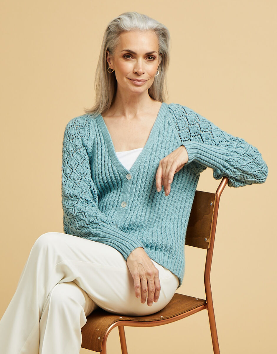 Sirdar No.1 DK Lace Balloon Sleeve Cardi Pattern 10664