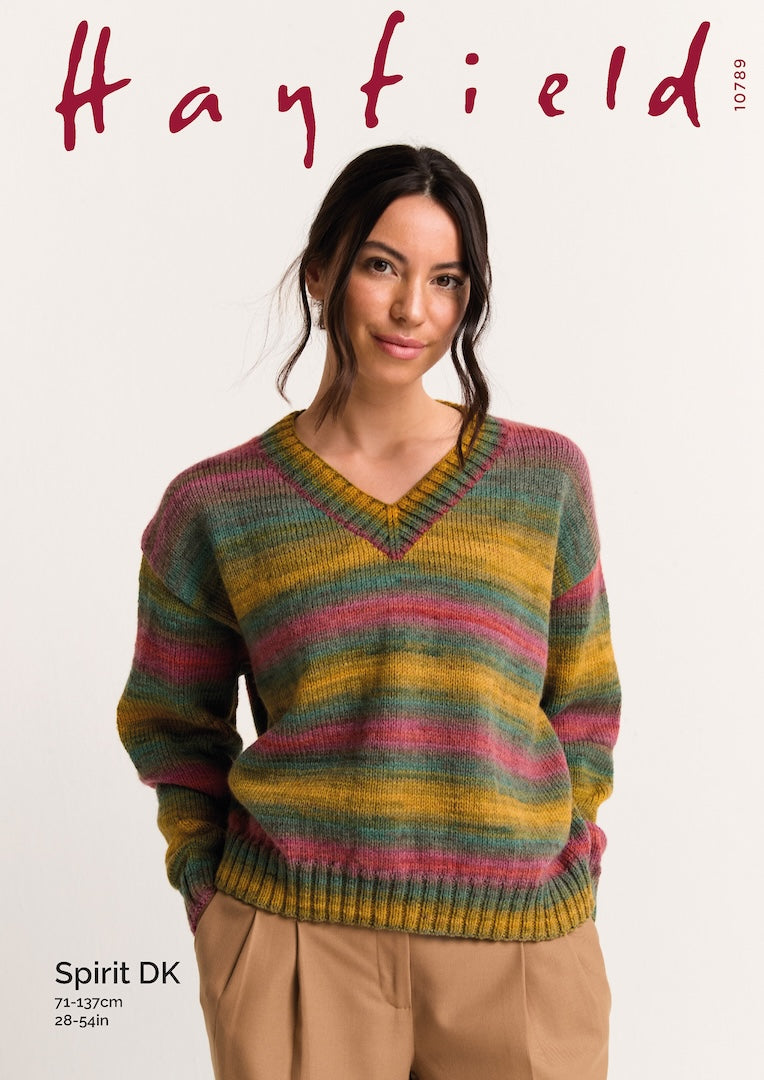 Hayfield Spirit DK V Neck Jumper Pattern 10789