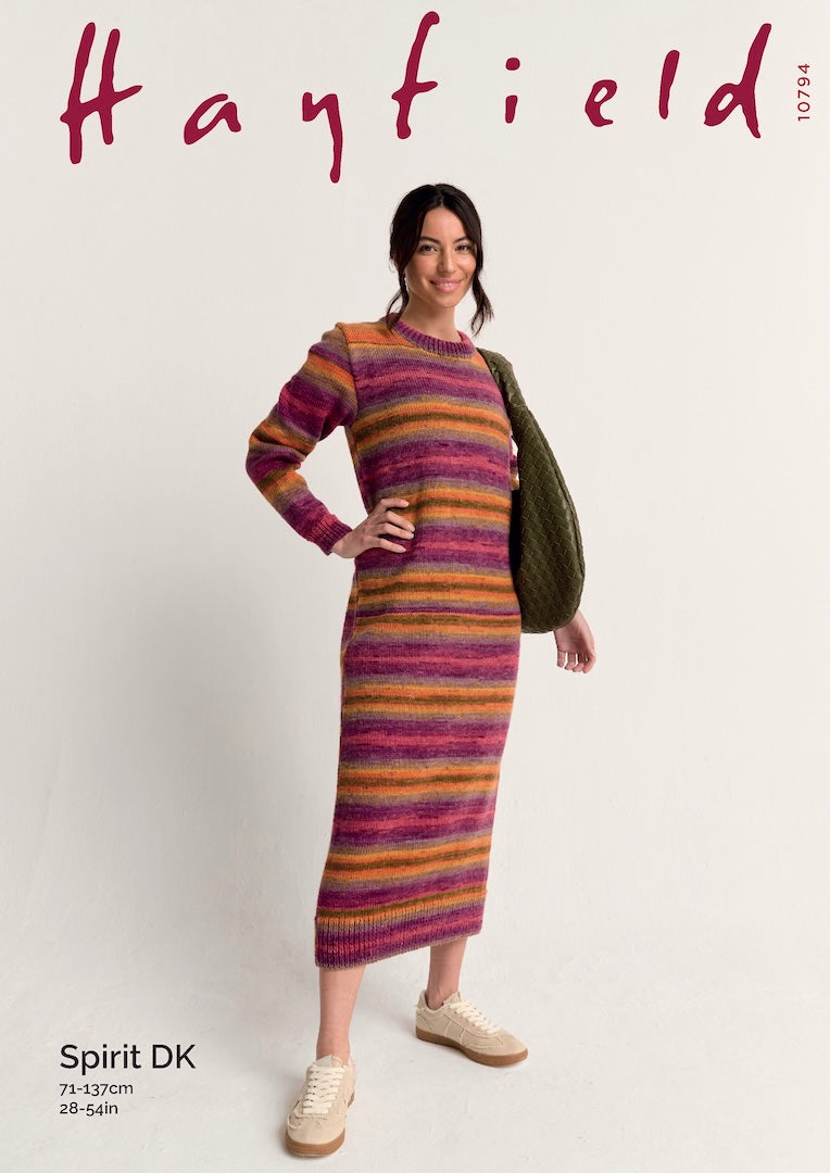 Hayfield Spirit DK Sweater Dress Pattern 10794 – Littlewoolshop.com Hayfield Spirit DK Sweater Dress Pattern 10794 – Littlewoolshop.com
