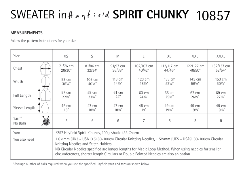 Hayfield Spirit Chunky Sweater Pattern 10857