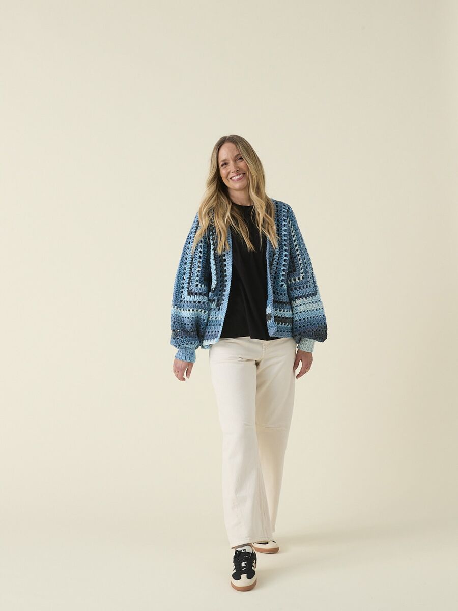 Hayfield Spirit Chunky Crochet Granny Stripe Cardigan Pattern