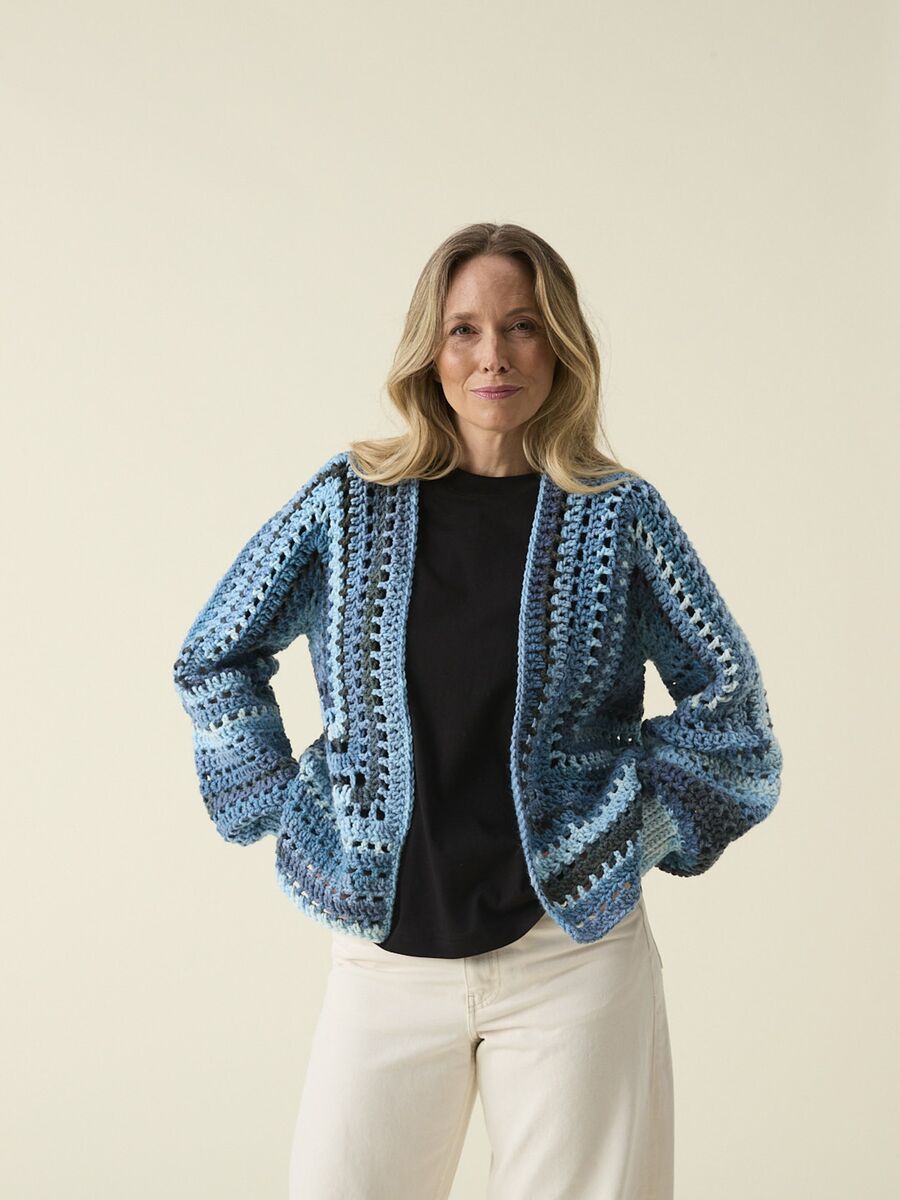 Hayfield Spirit Chunky Crochet Granny Stripe Cardigan Pattern 10861